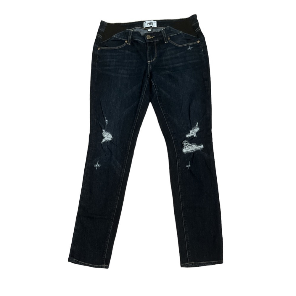 Paige Jimmy Jimmy Skinny Maternity Rebel Dest Dark Wash Distressed Jean Size 25